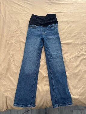 Good American Maternity Blue Denim Jeans with Black Stretch Waistband